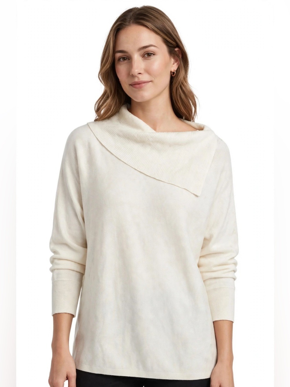 Vince Camuto Cowl Neck Long Sleeve Sweater L in Ivory